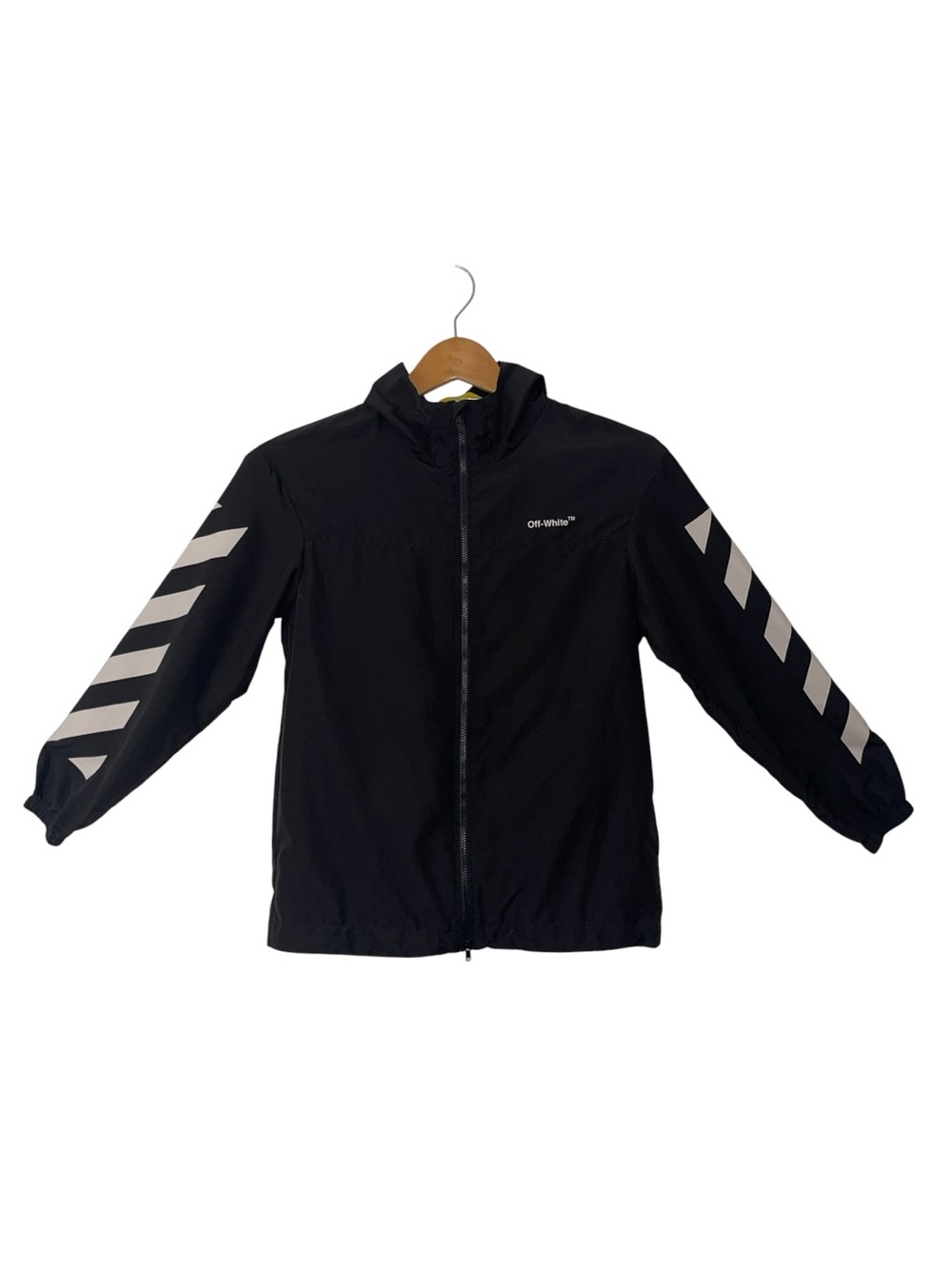 Off White Kids Hooded Zip up Rubber Arrow Windbreaker Jacket